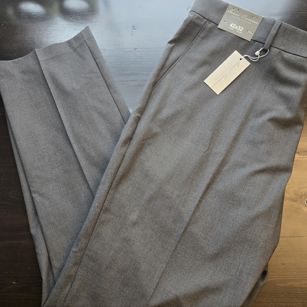 NWT Daniel Cremieux Signature Gray Dress Pants Slacks Mens 42x32 Comfort Stretch